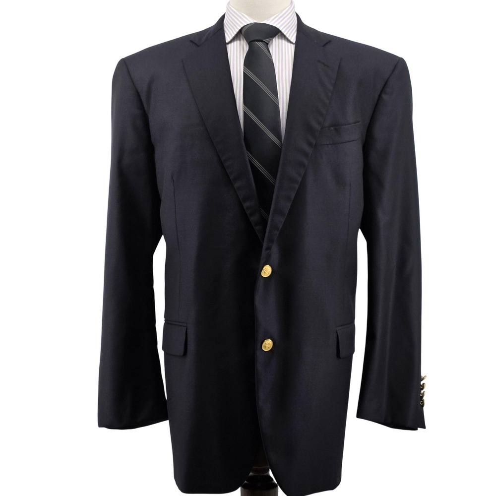 Brooks Brothers Blazer Mens 46 Blue Wool Cupro Lined Single-Breasted Made In USA
